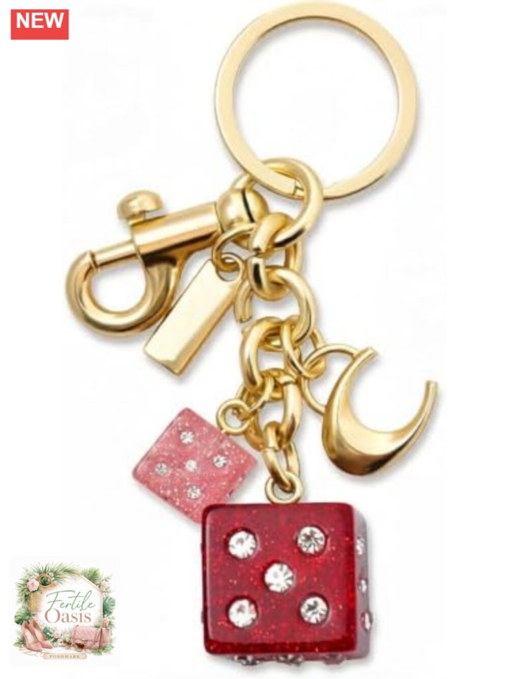 Vintage Gold Metal Bag Charm Keychain for Handbags Wallets Gift